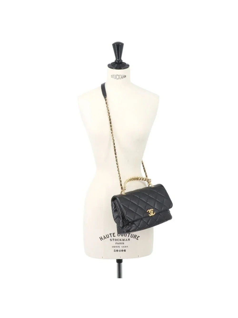 Chanel Quilted 2-Way Bag Leather Black Gold Bag